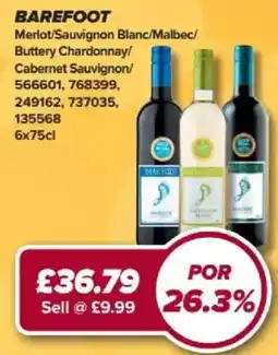 Bestway Barefoot merlot/sauvignon blanc/malbec/buttery chardonnay/cabernet sauvignon offer