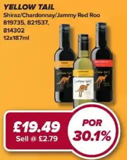 Bestway Yellow tail Shiraz/Chardonnay/Jammy Red Roo offer