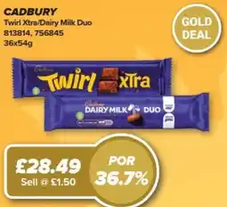Bestway Cadbury twirl xtra/dairy milk duo offer
