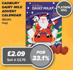 Bestway Cadbury dairy milk advent calendar offer