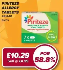 Bestway Piriteze allergy tablets offer
