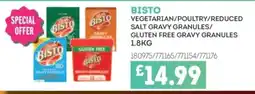 Bestway Bisto vegetarian/poultry/reduced salt gravy granules/gluten free gravy granules offer