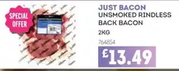 Bestway Just bacon uns smoked rindless back bacon offer
