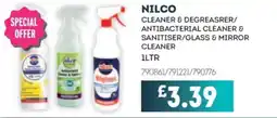 Bestway Nilco cleaner & degreasrer/antibacterial cleaner & sanitiser/glass & mirror cleaner offer