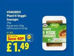 Lidl VEMONDO Plant! 6 Veggie Sausages offer
