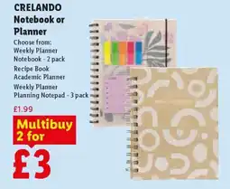 Lidl CRELANDO Notebook or Planner offer