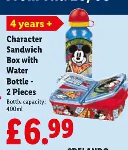 Lidl Character Sandwich Box with Water Bottle - 2 Pieces offer