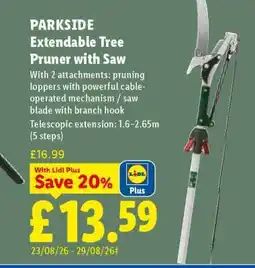 Lidl Parkside Extendable Tree Pruner with Saw offer