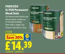 Lidl PARKSIDE 5L PUR Permanent Wood Stain offer