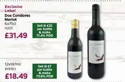 Bestway Dos Condores Merlot 6x75cl offer