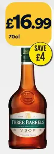 Bargain Booze Three Barrels Vsop offer