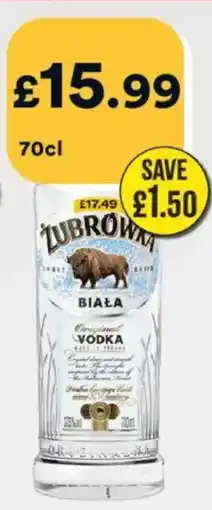Bargain Booze Zubrowka biala vodka offer
