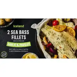 Iceland Iceland 2 Sea Bass Fillets Garlic & Parsley 350g offer