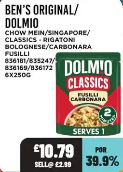Bestway Ben's original dolmio classics fusilli carbonara offer