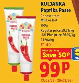 Lidl Kuljanka paprika paste offer