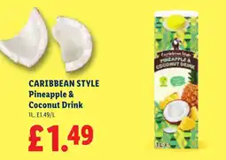 Lidl Caribbean Style Pineapple & Coconut Drink offer