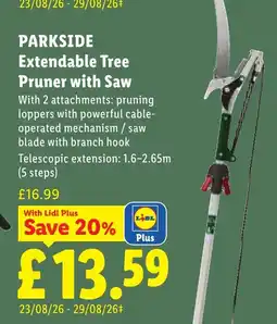 Lidl Parkside extendable tree pruner with saw offer