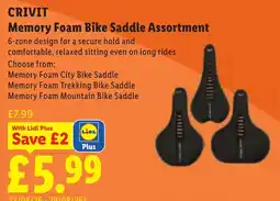 Lidl Crivit Memory Foam Bike Saddle Assortment offer