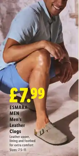 Lidl Esmara Men's Leather Clogs offer