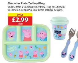 Aldi Peppa Pig Character Plate/Cutlery/Mug offer