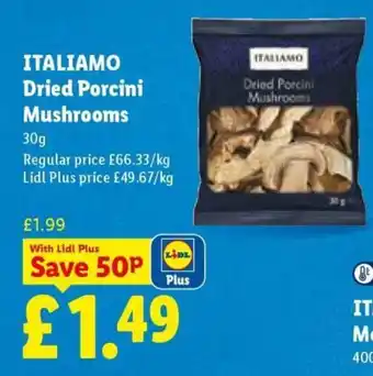 Lidl Italiamo dried porcini mushrooms offer