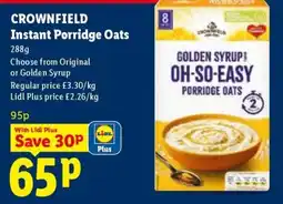 Lidl Crownfield instant porridge oats offer
