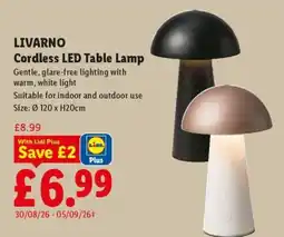 Lidl Livarno cordless led table lamp offer