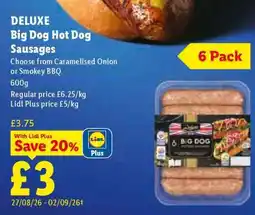 Lidl DELUXE Big Dog Hot Dog Sausages offer