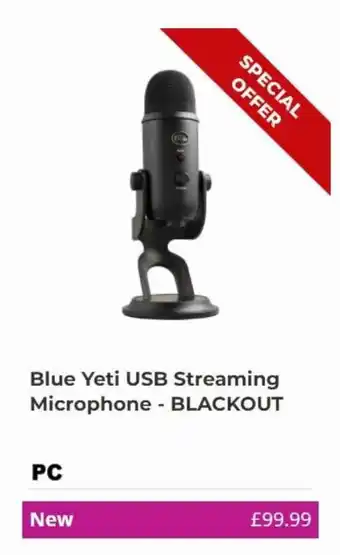 Staples Blue Yeti USB Streaming Microphone - Blackout offer
