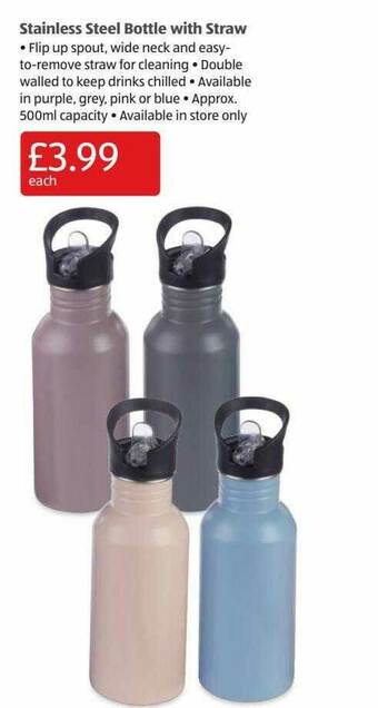 Aldi Stainless Steel Bottle With Straw offer