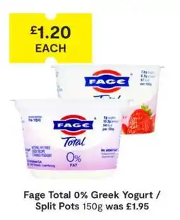 SuperValu Fage Total 0% Greek Yogurt / Split Pots offer