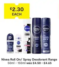 SuperValu Nivea roll on/ spray deodorant range offer