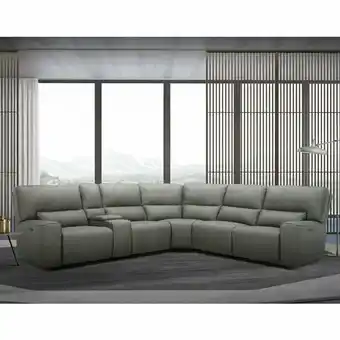Costco Gilman Creek Sweeny Fabric Reclining Sectional Sofa with Power Headrests offer