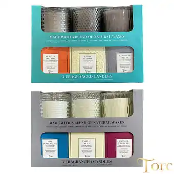 Costco Torc Fragranced Textured Glass Candles, 3 Pack offer