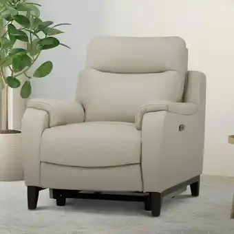 Costco Gilman Creek Barrett Light Grey Leather Power Recliner Armchair with Power Headrest offer