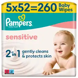Iceland Pampers Sensitive Baby Wipes, 260 Baby Wet Wipes offer