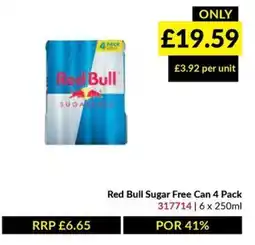 Musgrave MarketPlace Red Bull sugar free can 4 pack offer