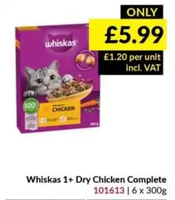 Musgrave MarketPlace Whiskas 1+ Dry Chicken Complete offer