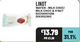 Bestway Lindt wafer - milk choc/milk choc & h'nut offer