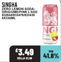 Bestway Singha zero lemon soda offer