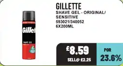 Bestway Gillette shave gel - original/sensitive offer