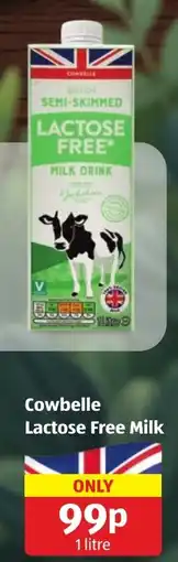 Aldi Cowbelle lactose free milk offer