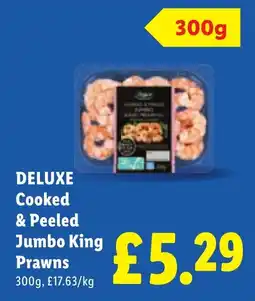 Lidl Deluxe cooked & peeled jumbo king prawns offer