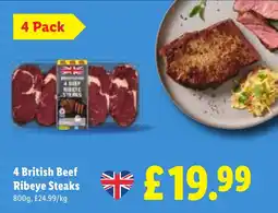 Lidl British Beef Ribeye Steaks offer