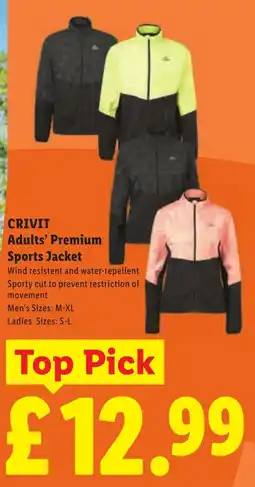 Lidl Crivit adults' premium sports jacket offer