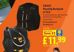 Lidl Crivit Running Backpack or Vest offer
