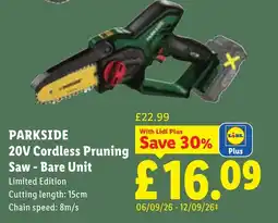 Lidl Parkside 20v Cordless Pruning Saw - Bare Unit offer