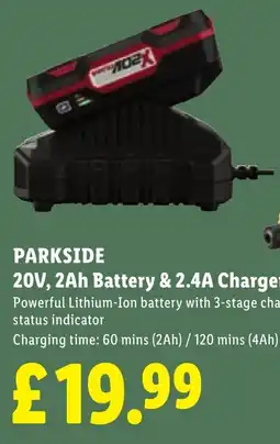 Lidl Parkside 20v, 2ah battery & 2.4a charger offer