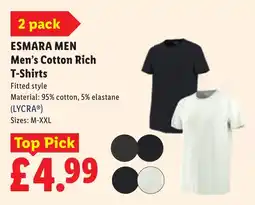 Lidl Esmara Men Men's Cotton Rich T-Shirts offer