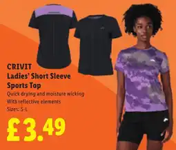 Lidl Crivit ladies' short sleeve sports top offer